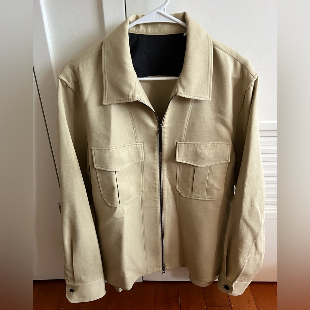 Men’s Theory Cotton-Wool Twill Shirt Jacket, Cream